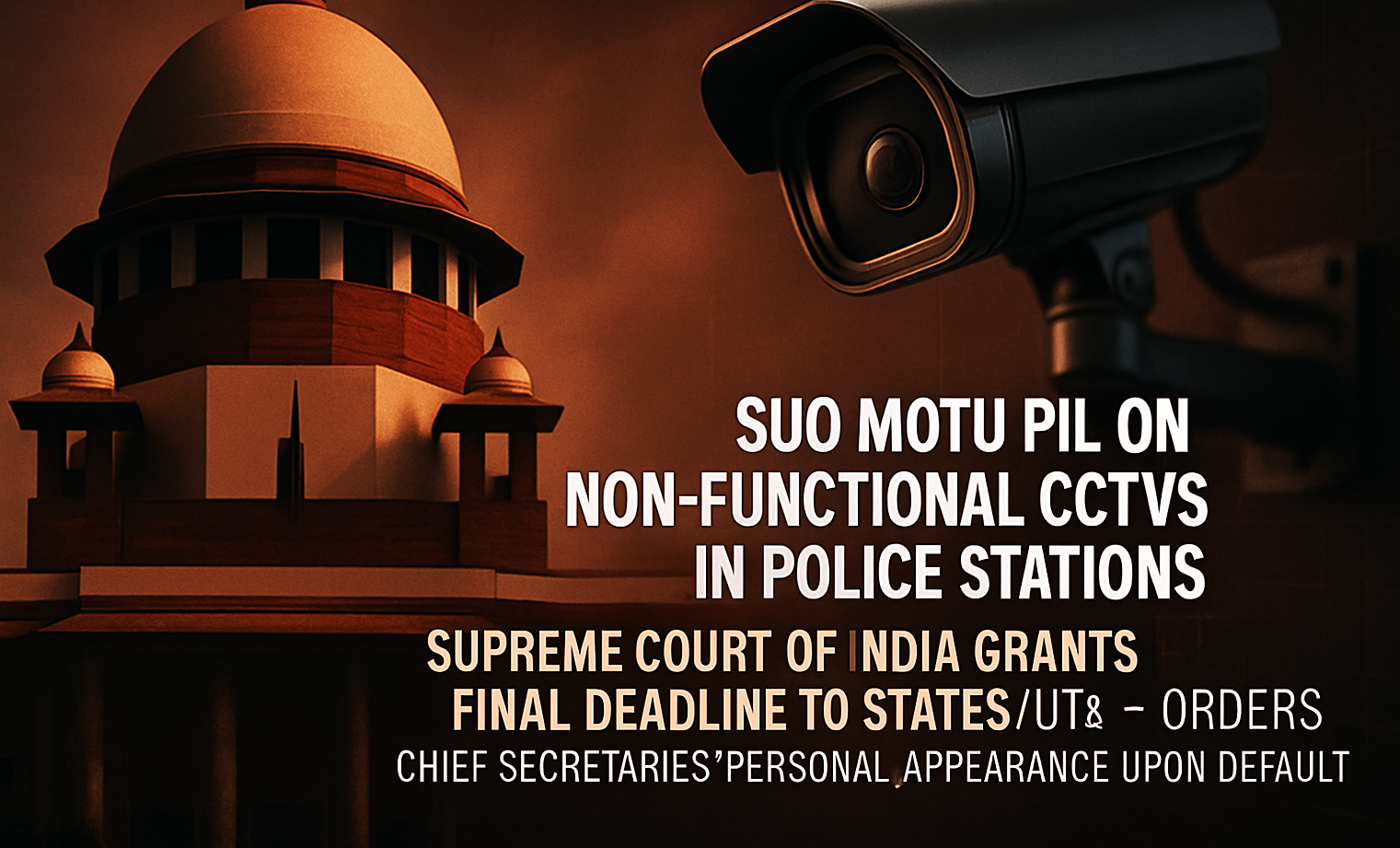 Suo motu PIL on Non-Functional CCTVs in Police Stations Supreme Court of India Grants Final Deadline to States/UTs — Orders Chief Secretaries’ Personal Appearance upon Default
